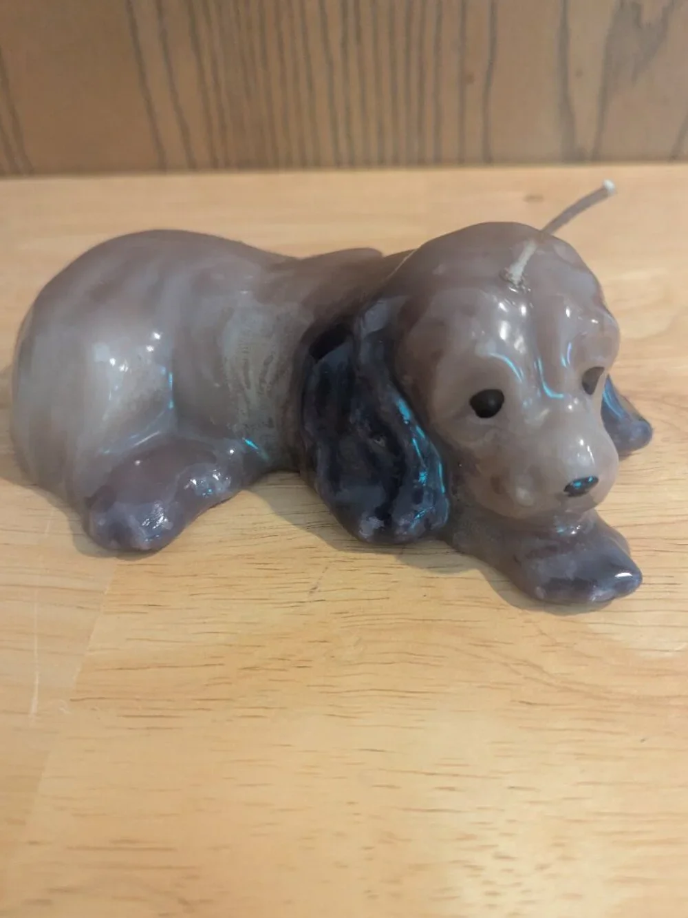 Vintage Cocker Spaniel Dog Wax‎ Decorative Candle Laying Brown/Gray